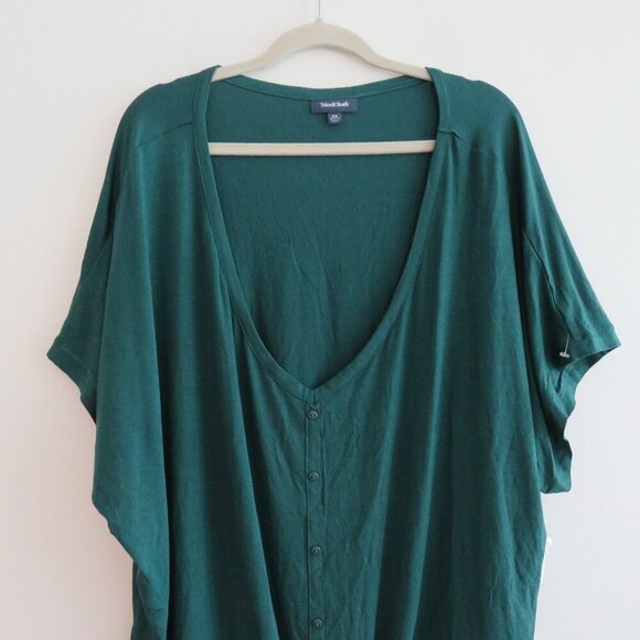 MODCLOTH Kelly Green Tie Front Button Blouse Top Stretch Travel - Size 4X NWOT - Picture 3 of 16